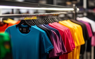 Vibrant and Dynamic Colorful Shirts onConveyor Belt inPrinting Workshop