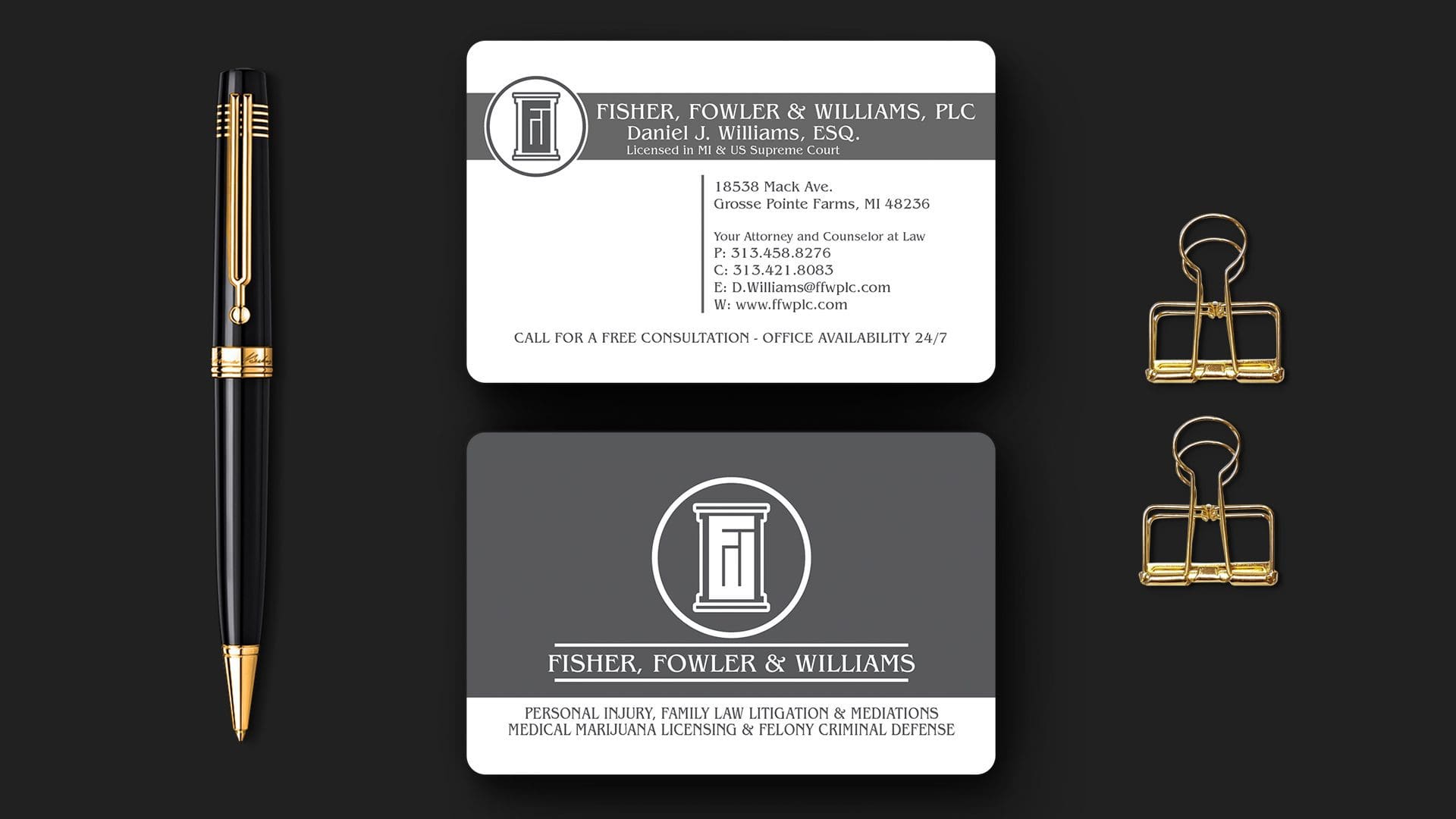 Fowler and Williams – Matte Business Card with Rounded Corners Mockup 02