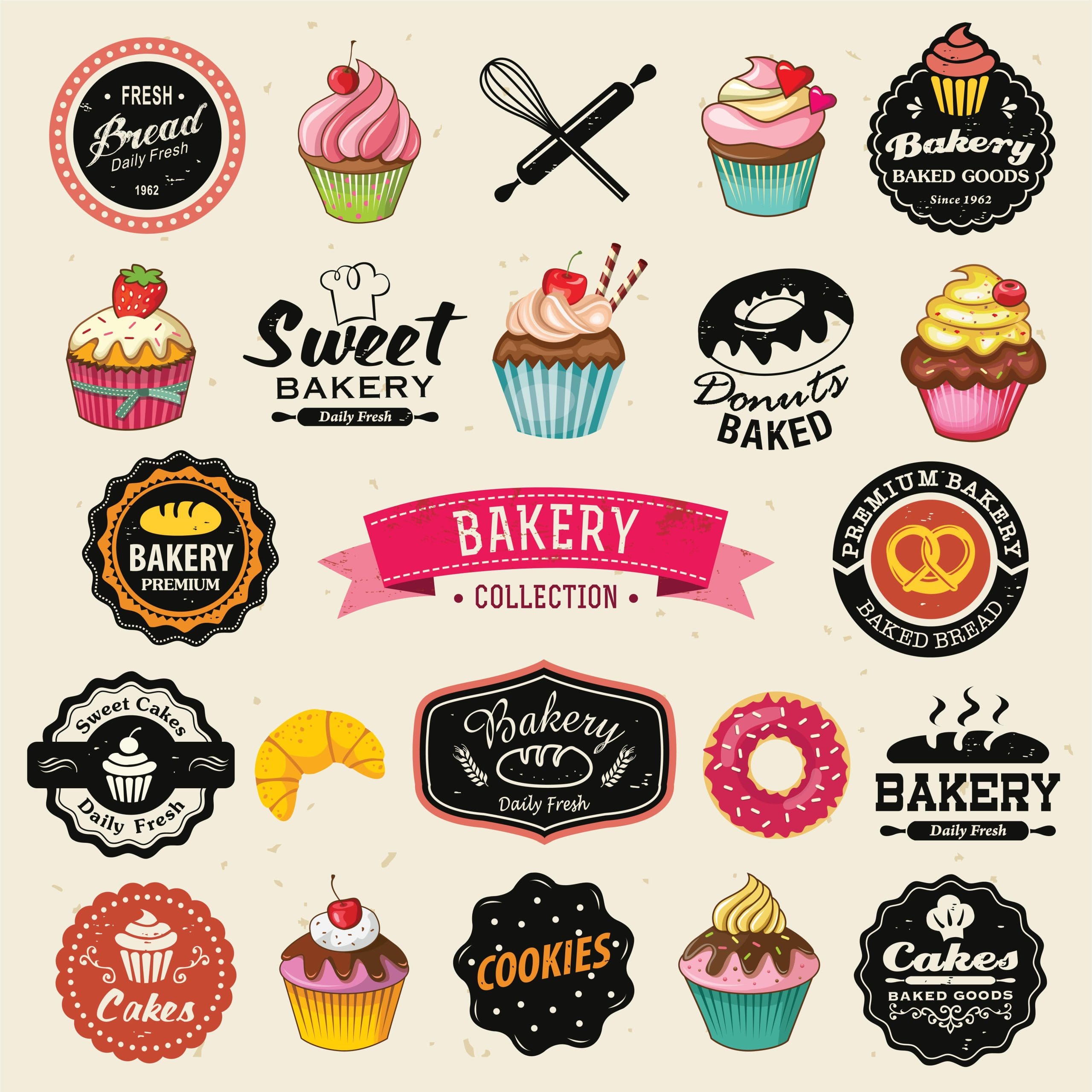 Sweet Bakery Logo Set • Macarons and Mimosas