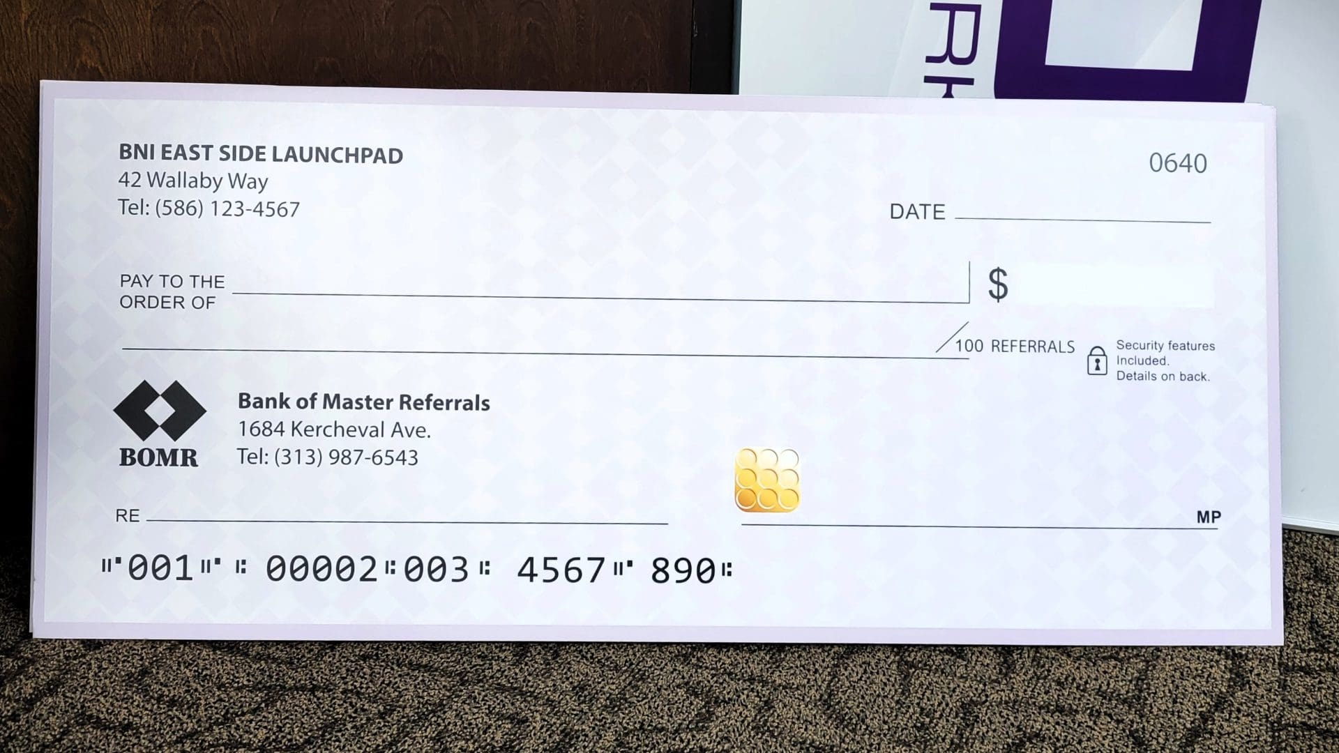 BNI - Custom Giant Check | Fusion Marketing